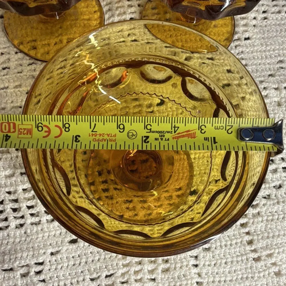 Amber Pressed Glass Sherbet Dessert Cups 4